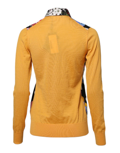 Multicolor Floral Long Sleeves Polo Top