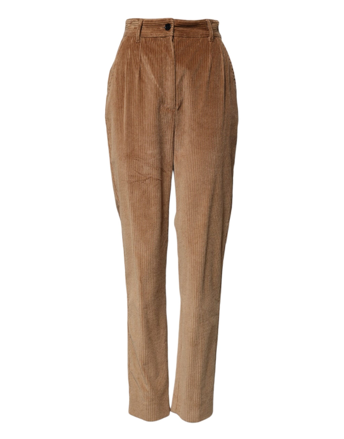 Brown Cotton Corduroy Tapered Pants