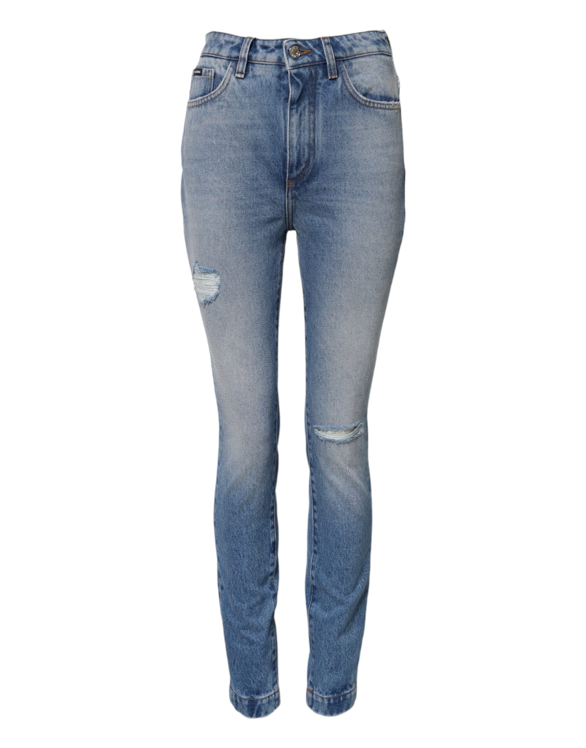 Blue Washed Skinny High Waist Denim Jeans