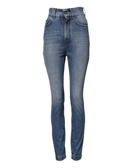Blue Washed Skinny High Waist Denim Jeans