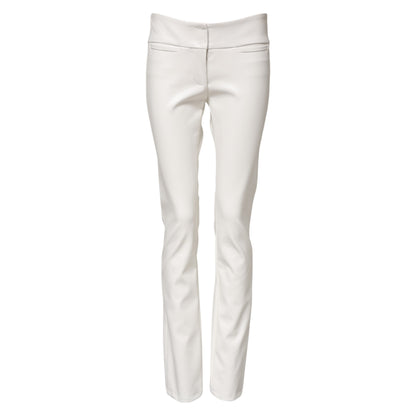 White Polyurethane High Waist Tapered Pants