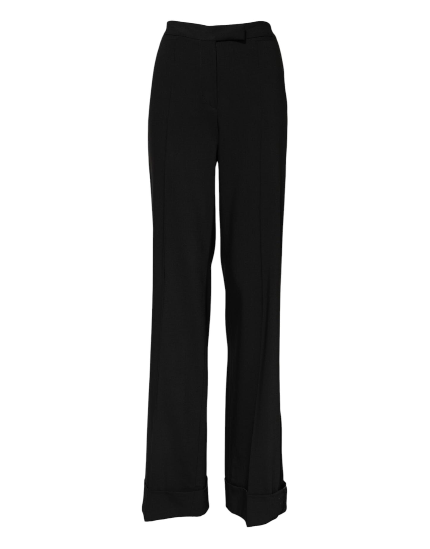 Black Wool High Waist Flared Pants