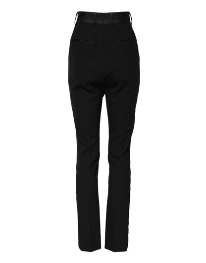 Black Wool High Waist Skinny Pants