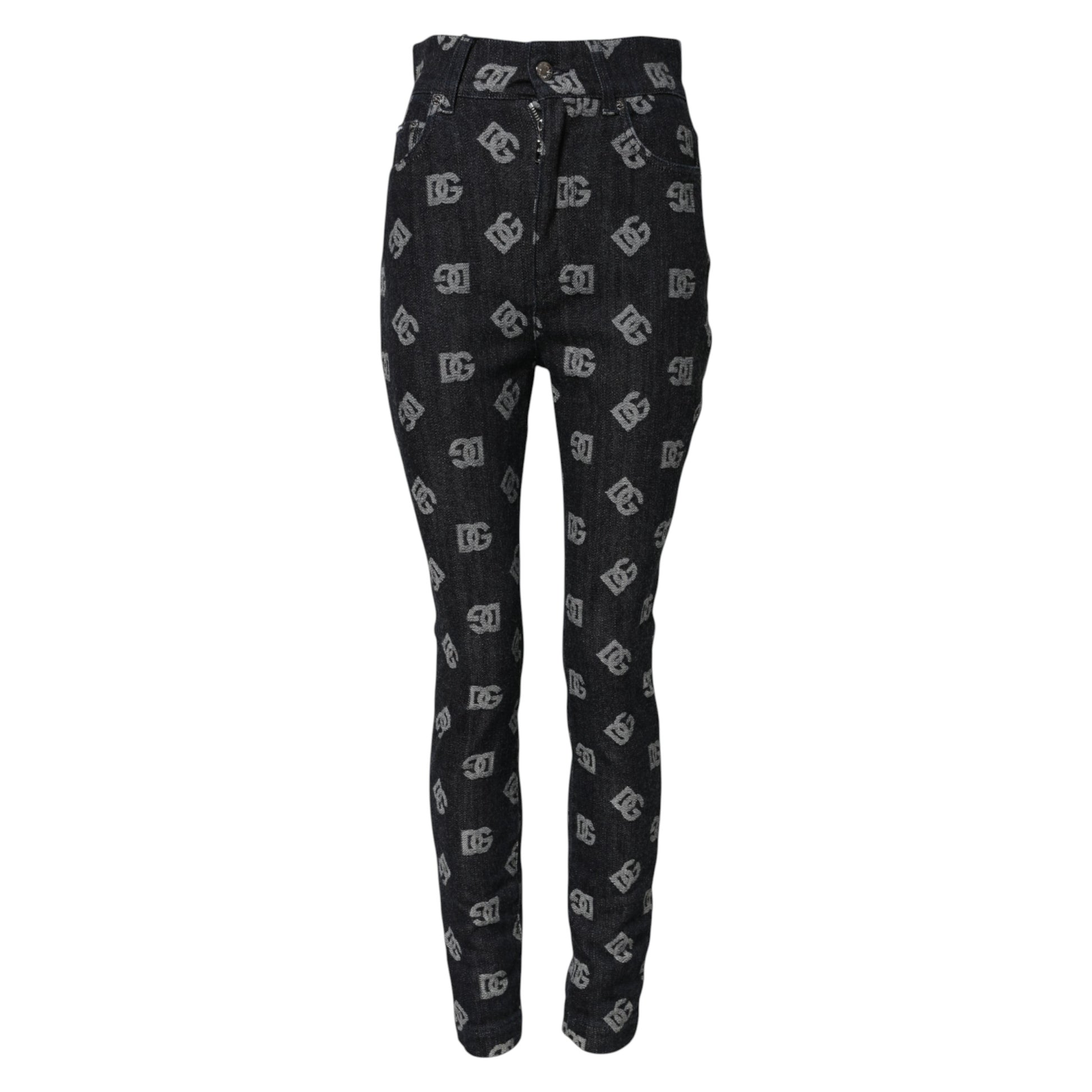 Black DG Logo High Waist Skinny Denim Jeans