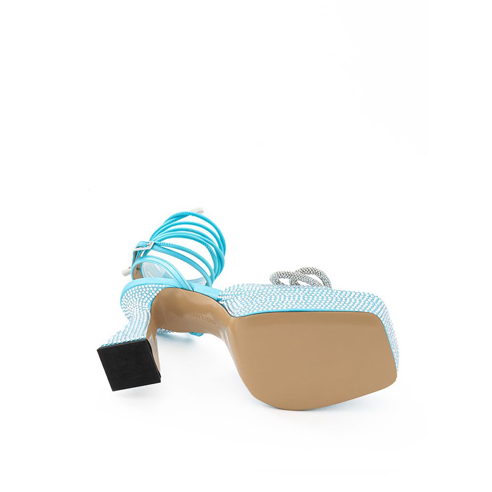 Blue Leather Platform Sandals