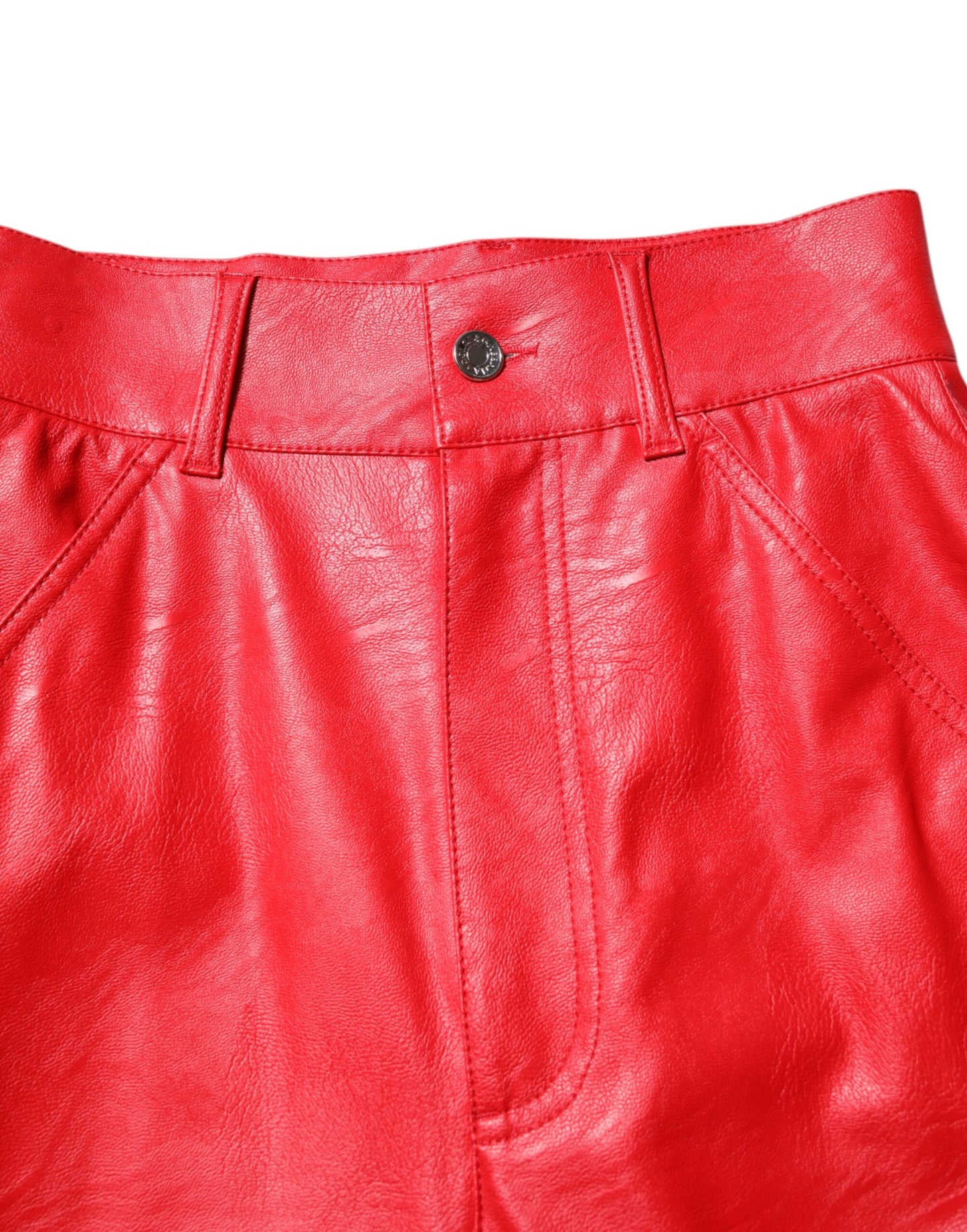 Red Viscose High Waist Tapered Trouser Pants