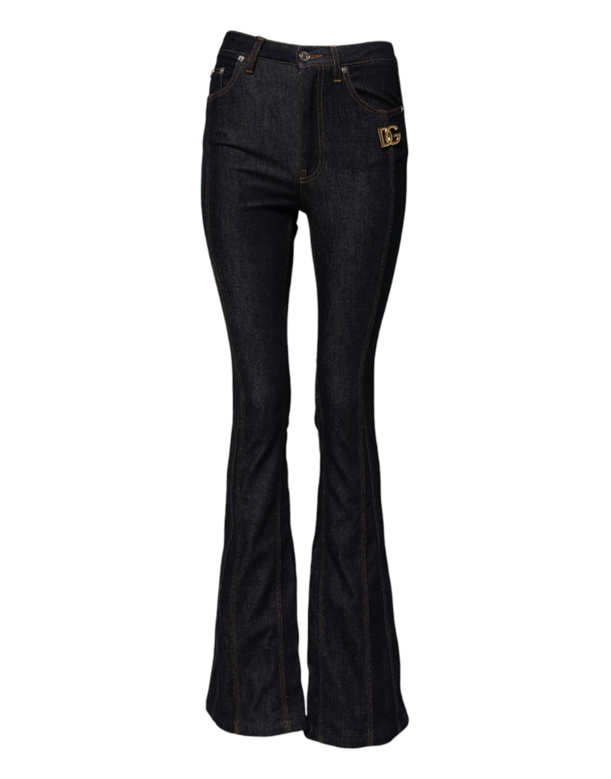 Black Cotton Mid Waist Bootcut Denim Jeans