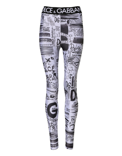 White Graphic HighWaist Skinny Leggings Pants