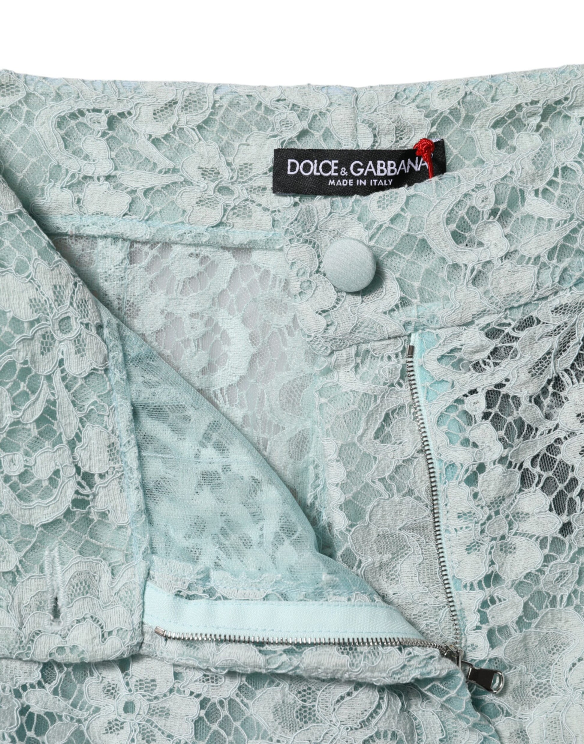 Mint Green Cotton Floral Lace Trousers Pants