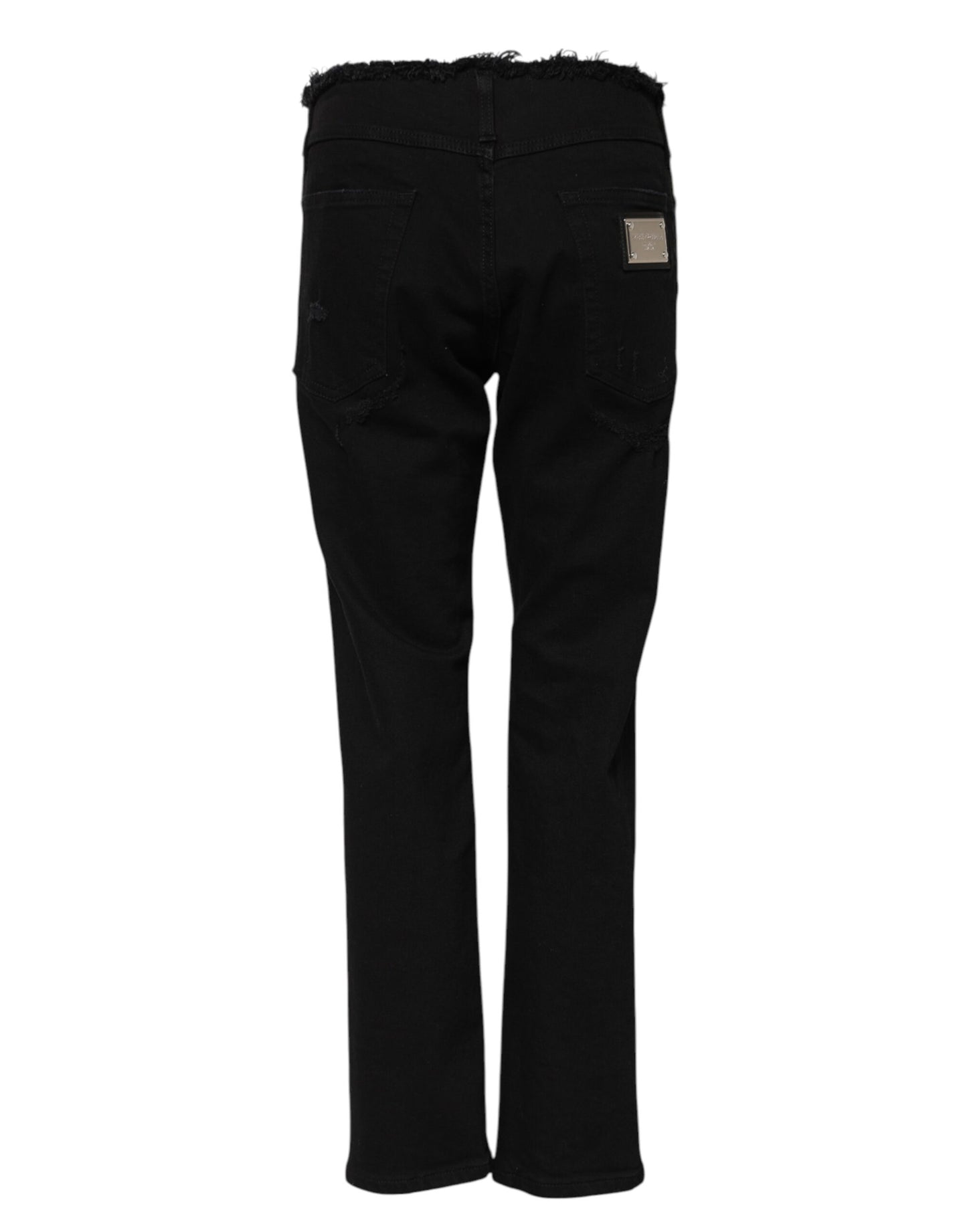 Black Cotton Mid Waist Flared Denim Jeans