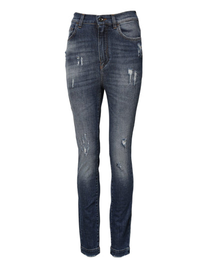 Blue Cotton HighWaist Skinny Denim Jeans