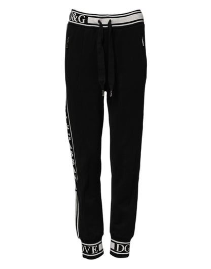 Black Cotton Jogger Logo Waist Pants