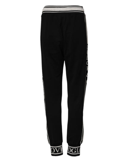 Black Cotton Jogger Logo Waist Pants