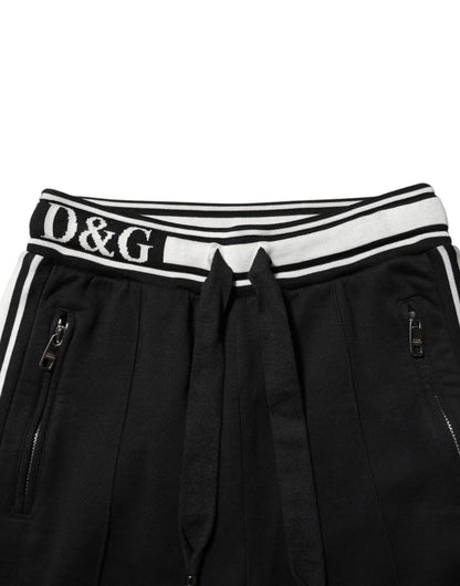 Black Cotton Jogger Logo Waist Pants