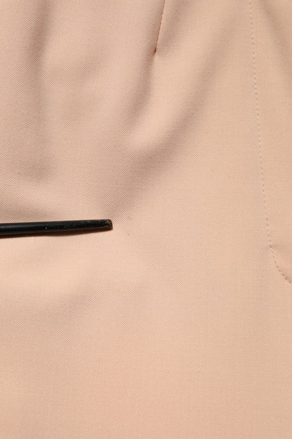 Beige Polyester Mid Waist Tapered Pants