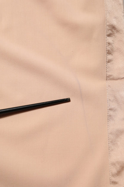 Beige Polyester Mid Waist Tapered Pants