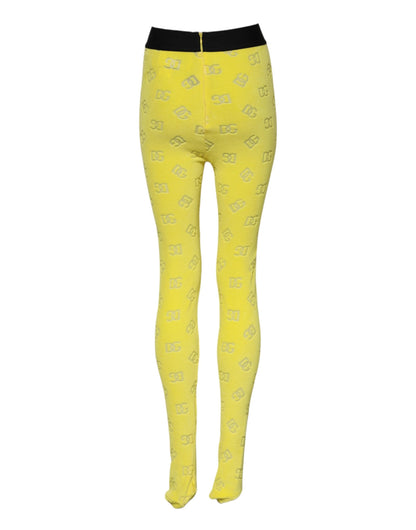 Yellow Logo Slim Fit Leggings Pants