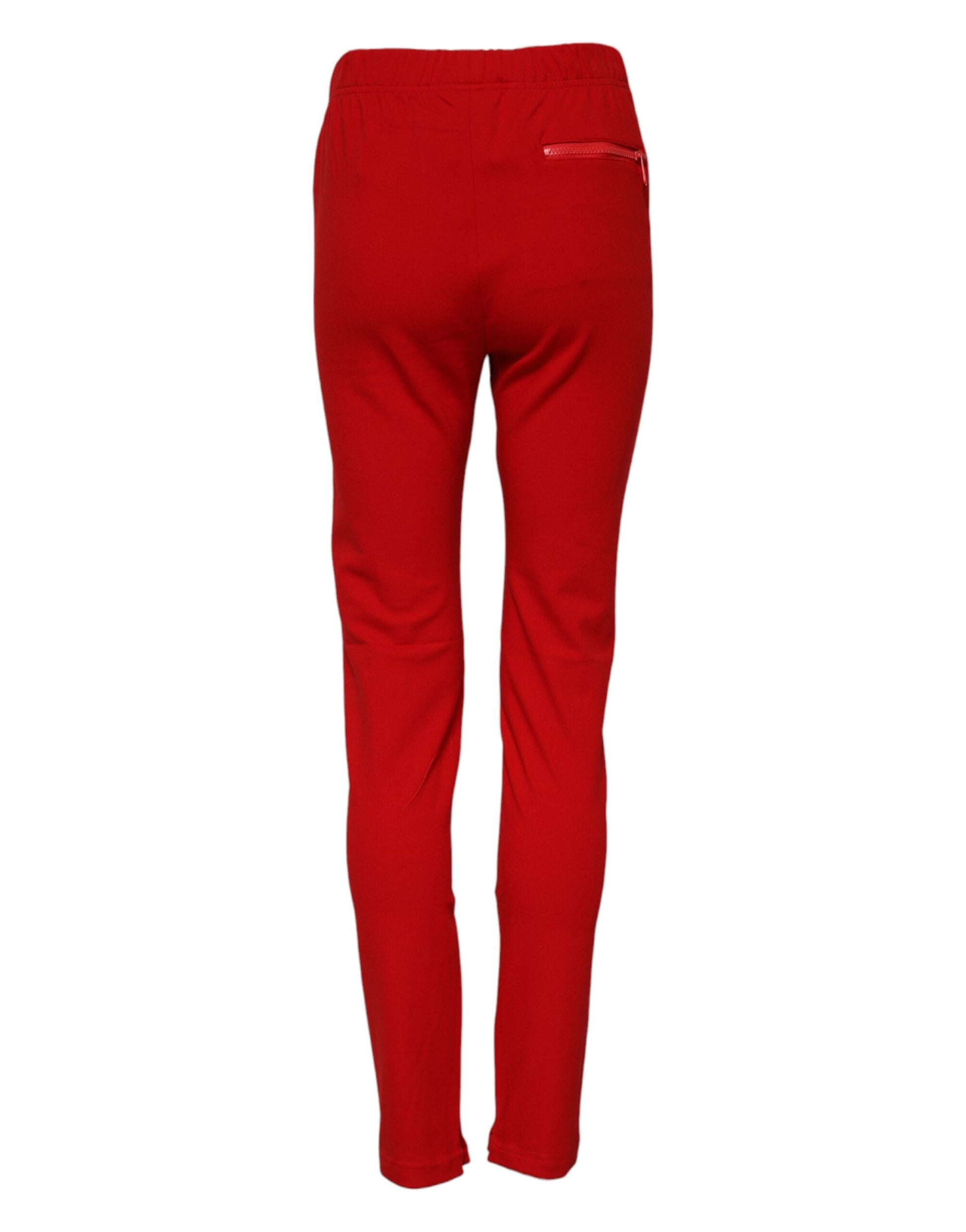 Red Mid Waist Slim Fit Pants
