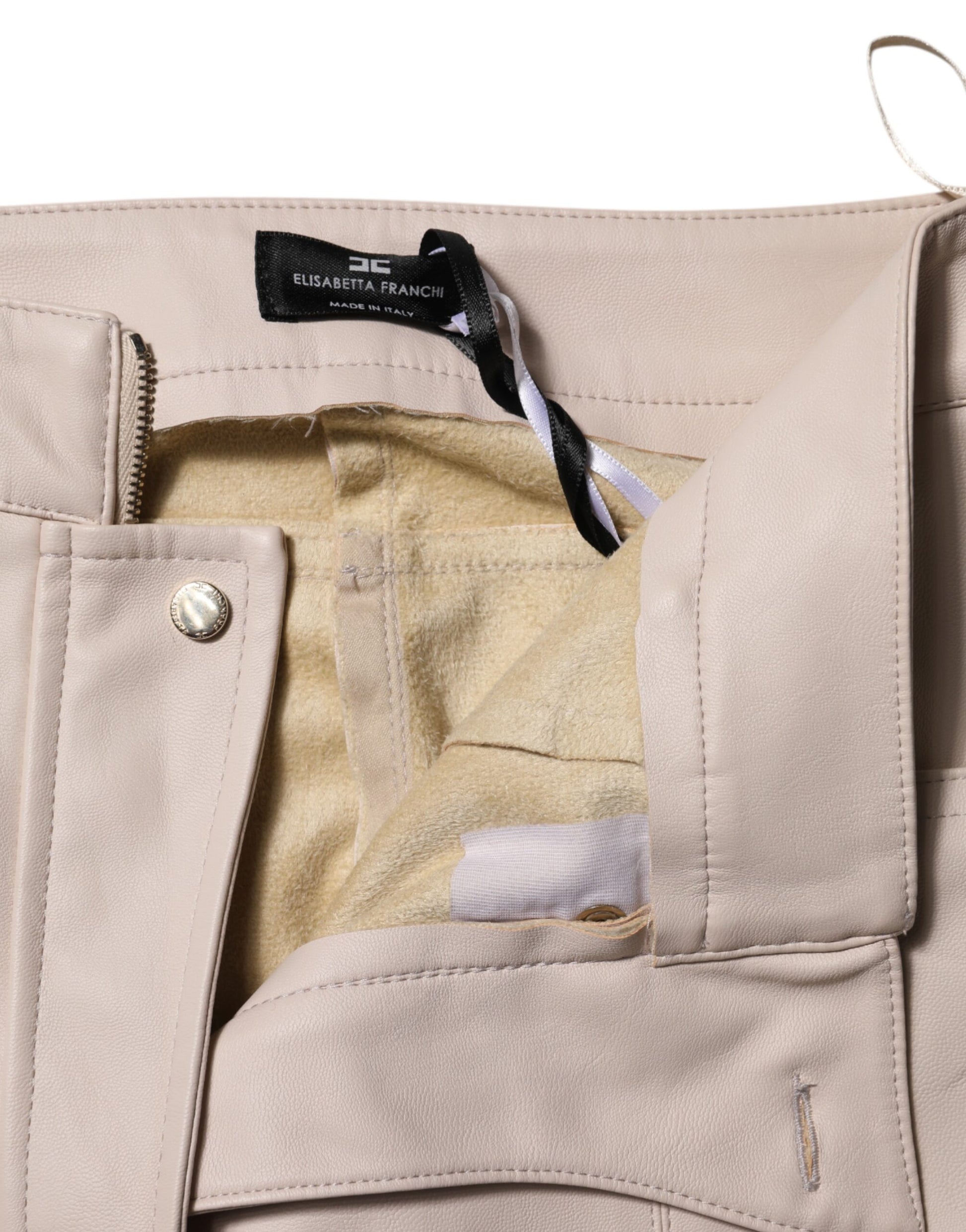 Beige High Waist Tapered Pants