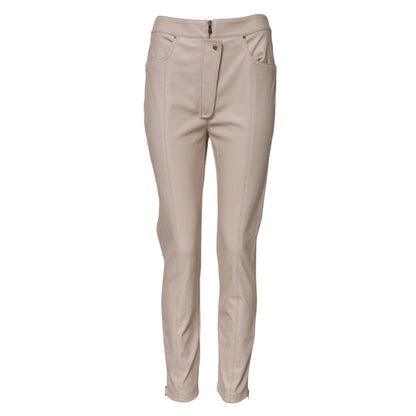 Beige High Waist Tapered Pants
