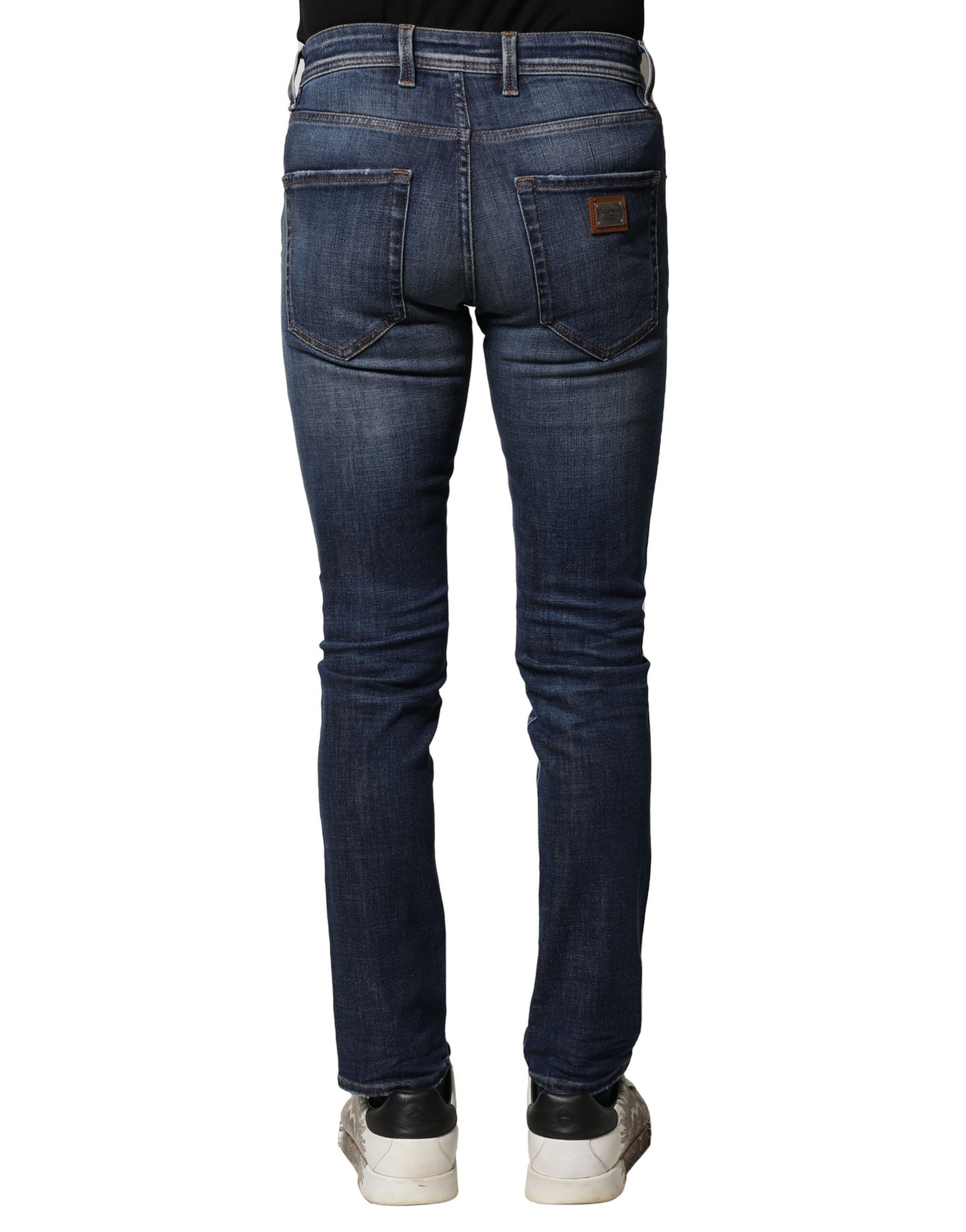Blue Washed Cotton Slim Fit Men Denim Jeans