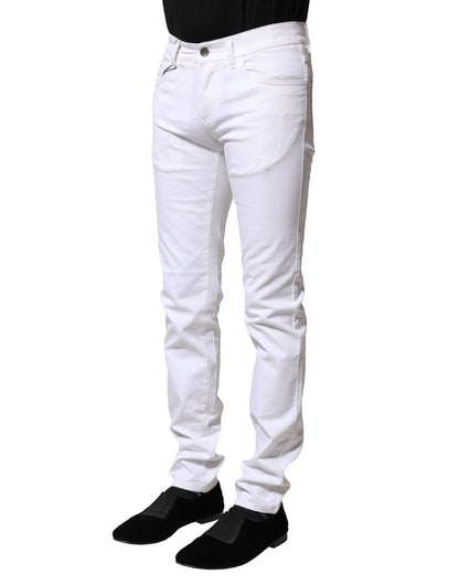 White Cotton Skinny Men Denim Jeans
