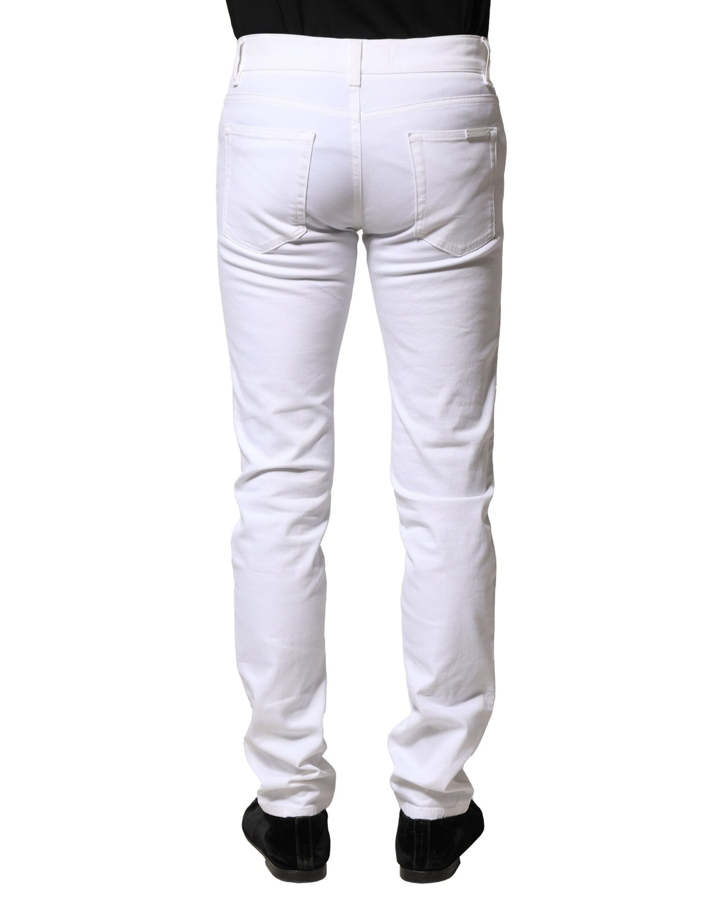 White Cotton Skinny Men Denim Jeans