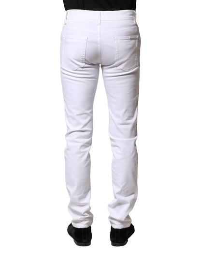White Cotton Skinny Men Denim Jeans