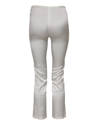 Ivory Silk Tapered High Waist Pants