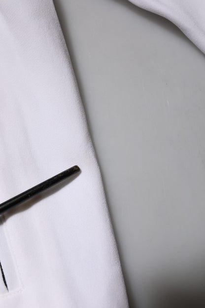 White Viscose Logo Women Full Zip Jacket