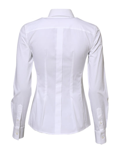 White Cotton Long Sleeves Collared Shirt Top