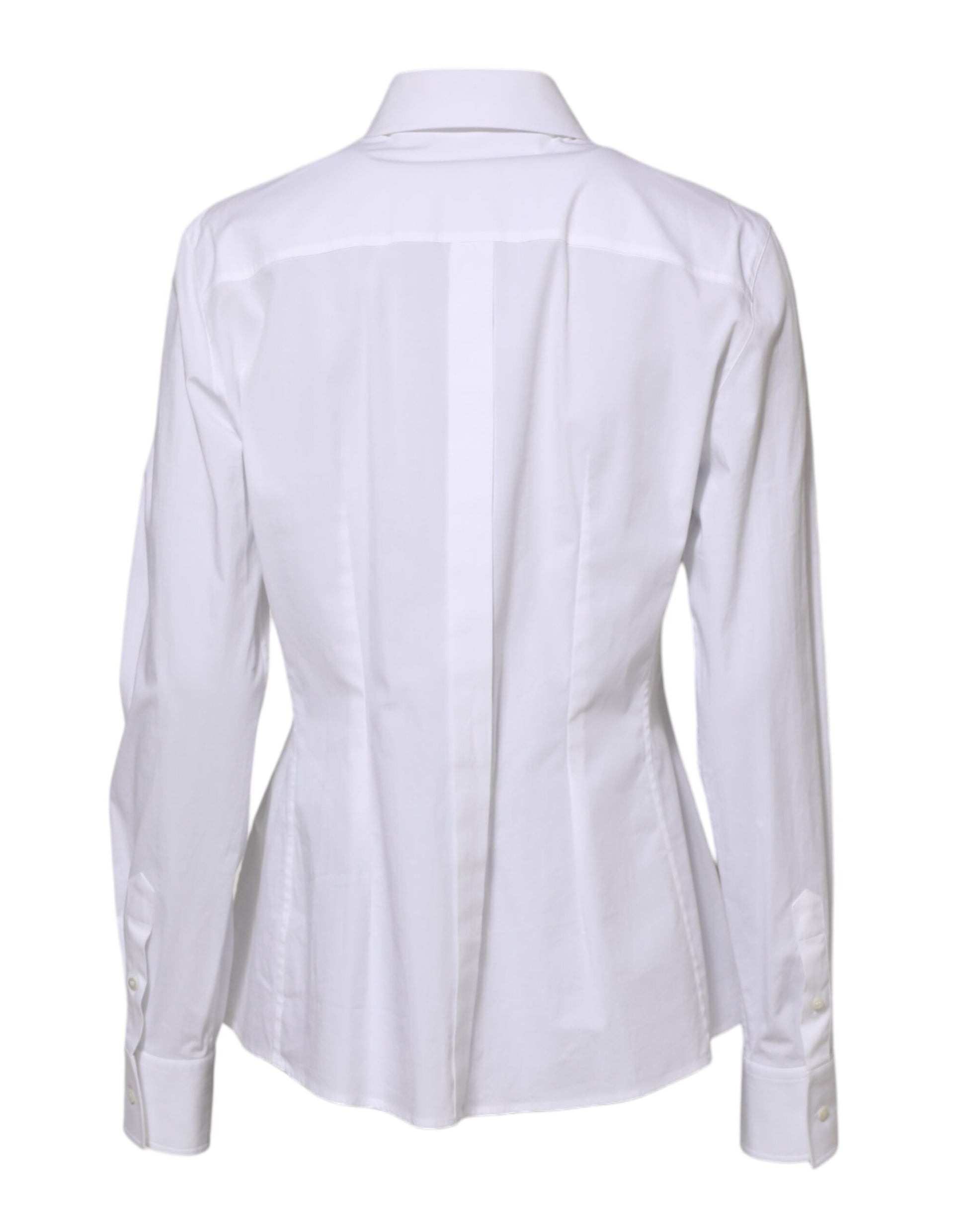 White Cotton Long Sleeves Collared Shirt Top