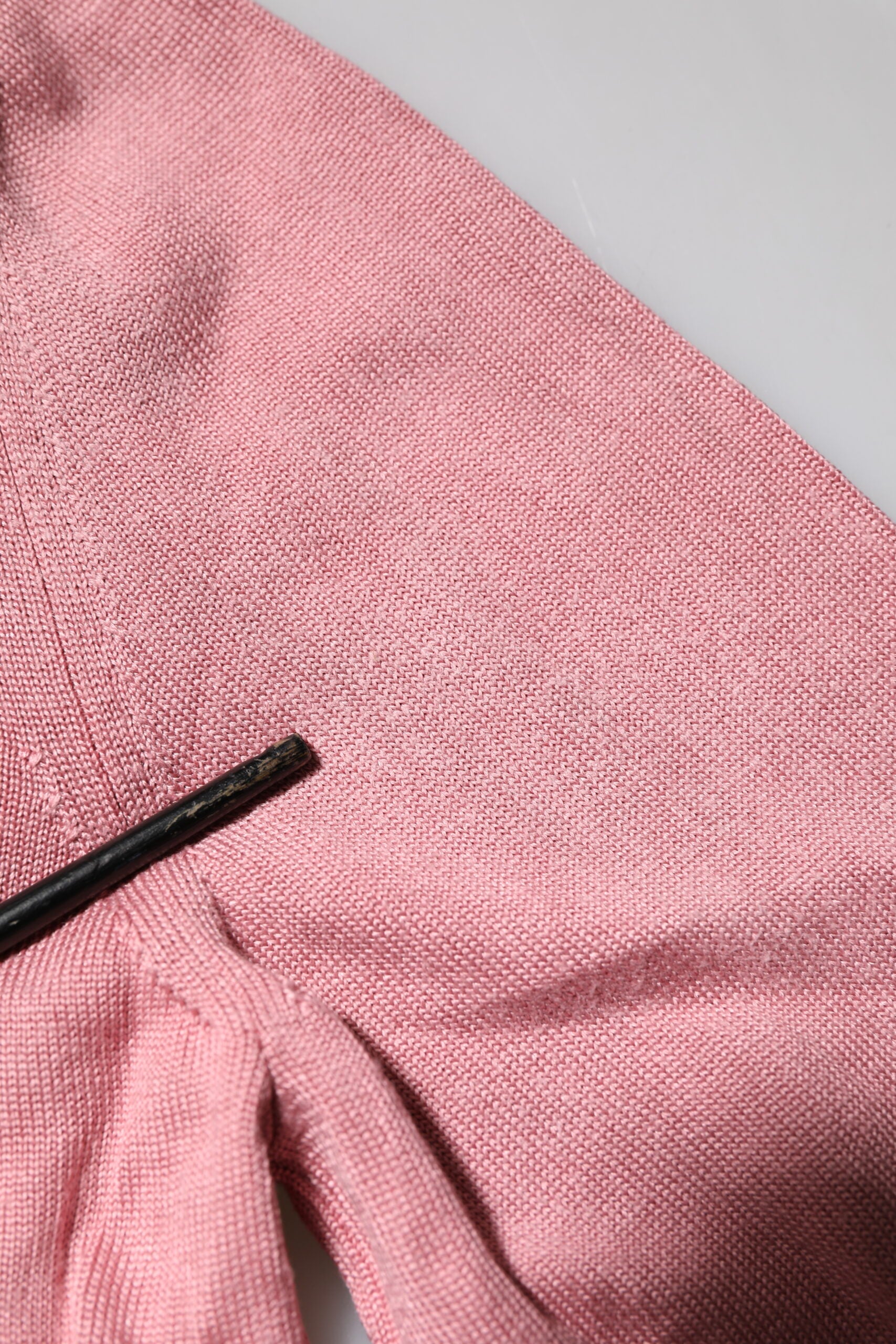 Pink Silk Cropped Crew Neck Cardigan Sweater