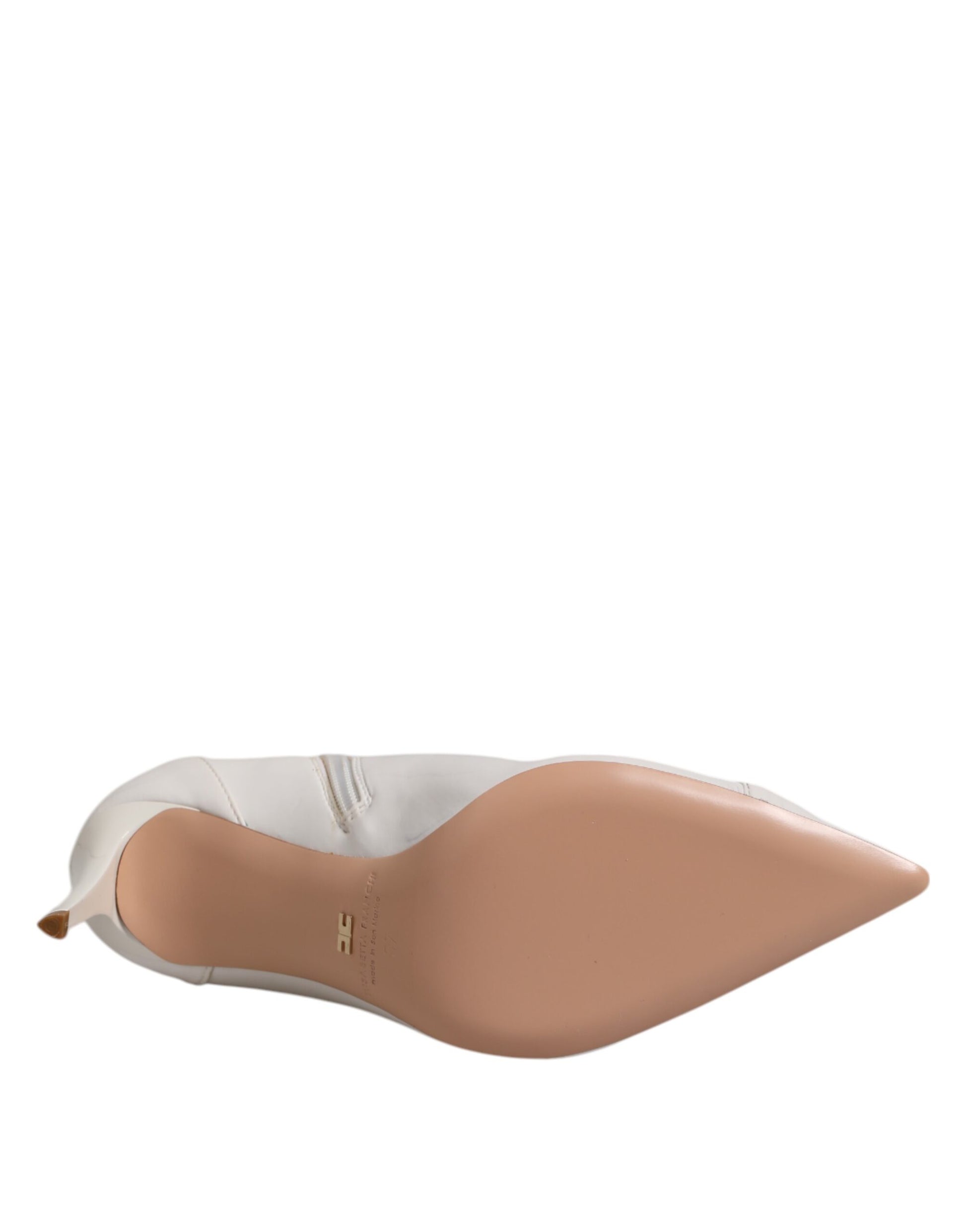 White Stiletto Heels Mid Calf Boots Shoes