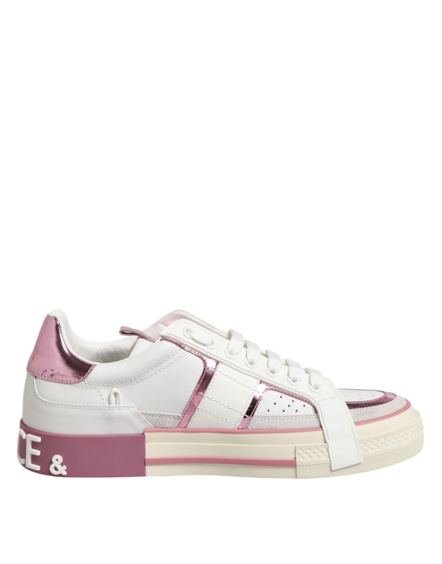 White Leather DG Logo Low Top Sneakers Shoes