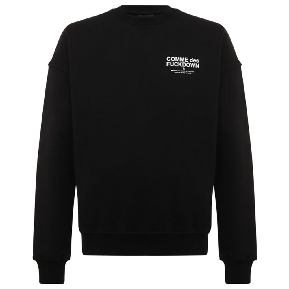 Black Cotton Men's Crewneck Sweater