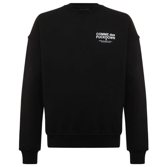 Black Cotton Men's Crewneck Sweater