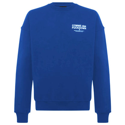 Blue Cotton Men Sweater