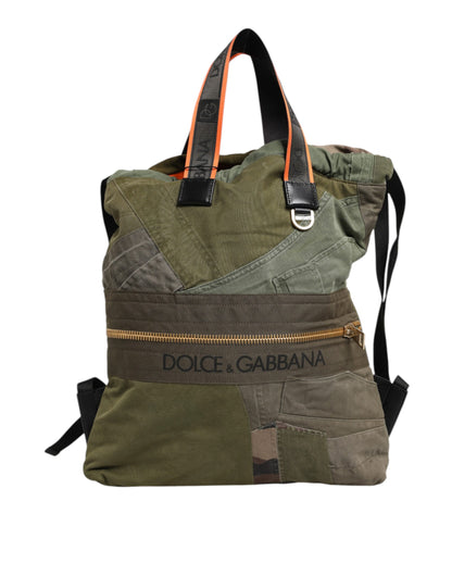 Military Green Patchwork Rucksack Backpack Bag