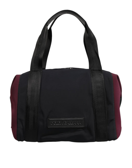 Black Maroon Hand Shoulder Duffel Travel Bag