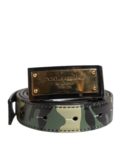 Multicolor Camouflage Metal Logo Buckle Belt