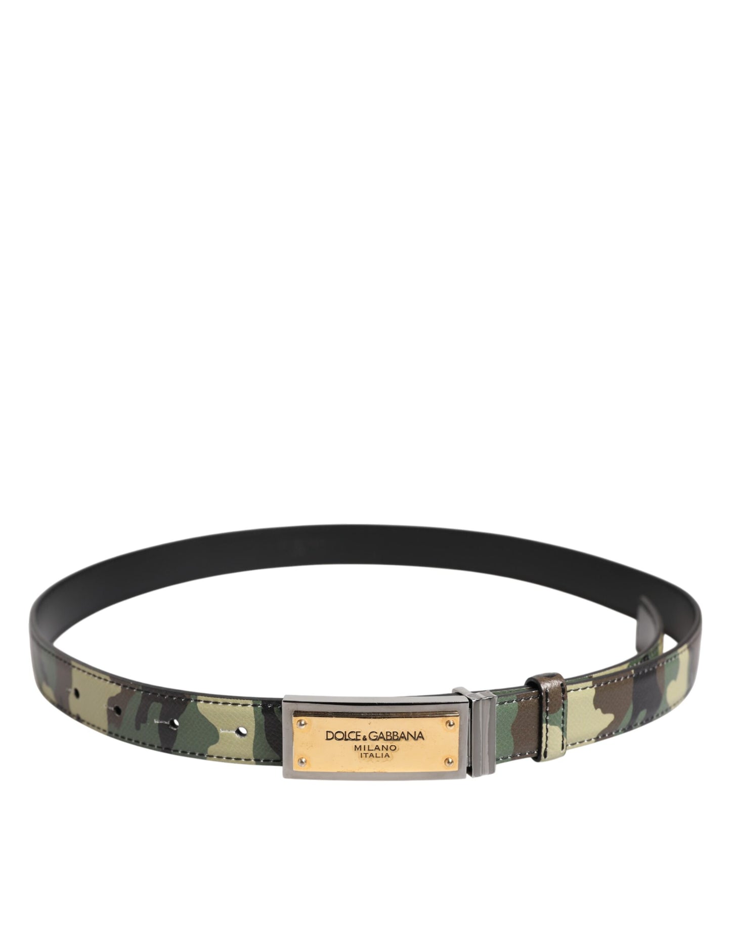 Multicolor Camouflage Metal Logo Buckle Belt
