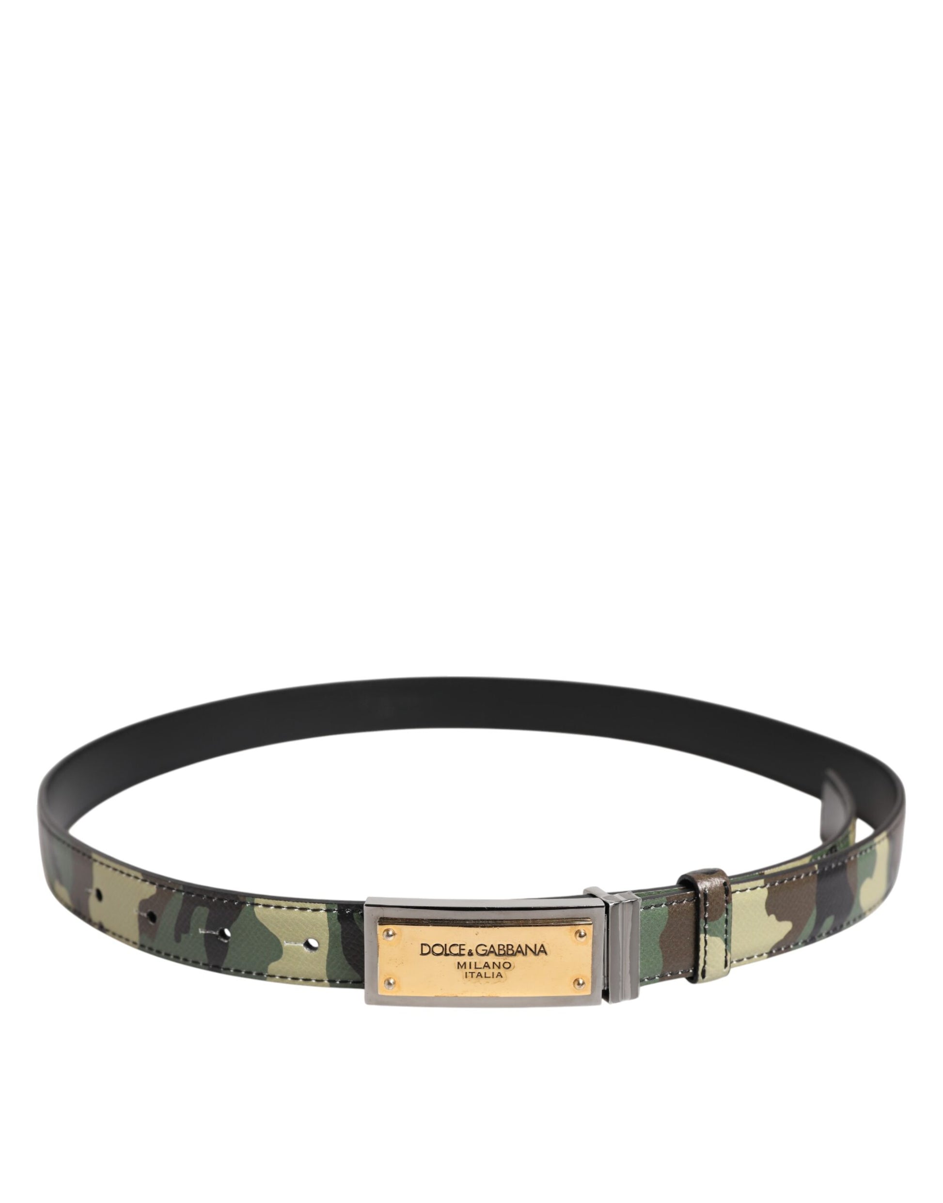 Multicolor Camouflage Metal Logo Buckle Belt