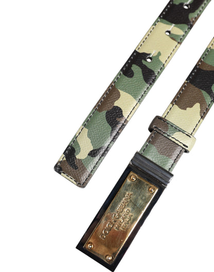 Multicolor Camouflage Metal Logo Buckle Belt