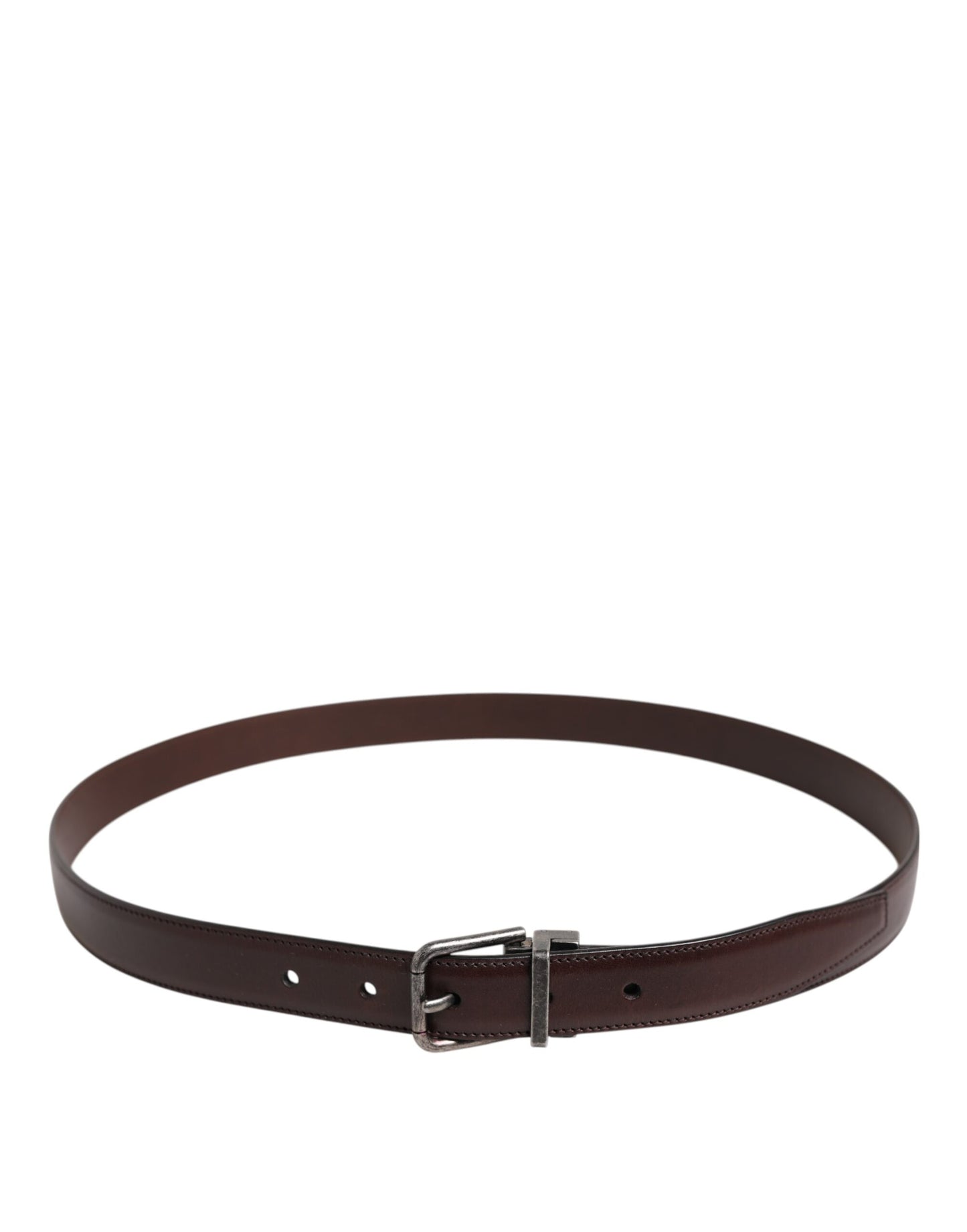 Brown Classic Silver Metal Logo Buckle Belt
