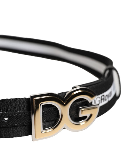 Black Cotton Metal DG Logo Gold Buckle Belt