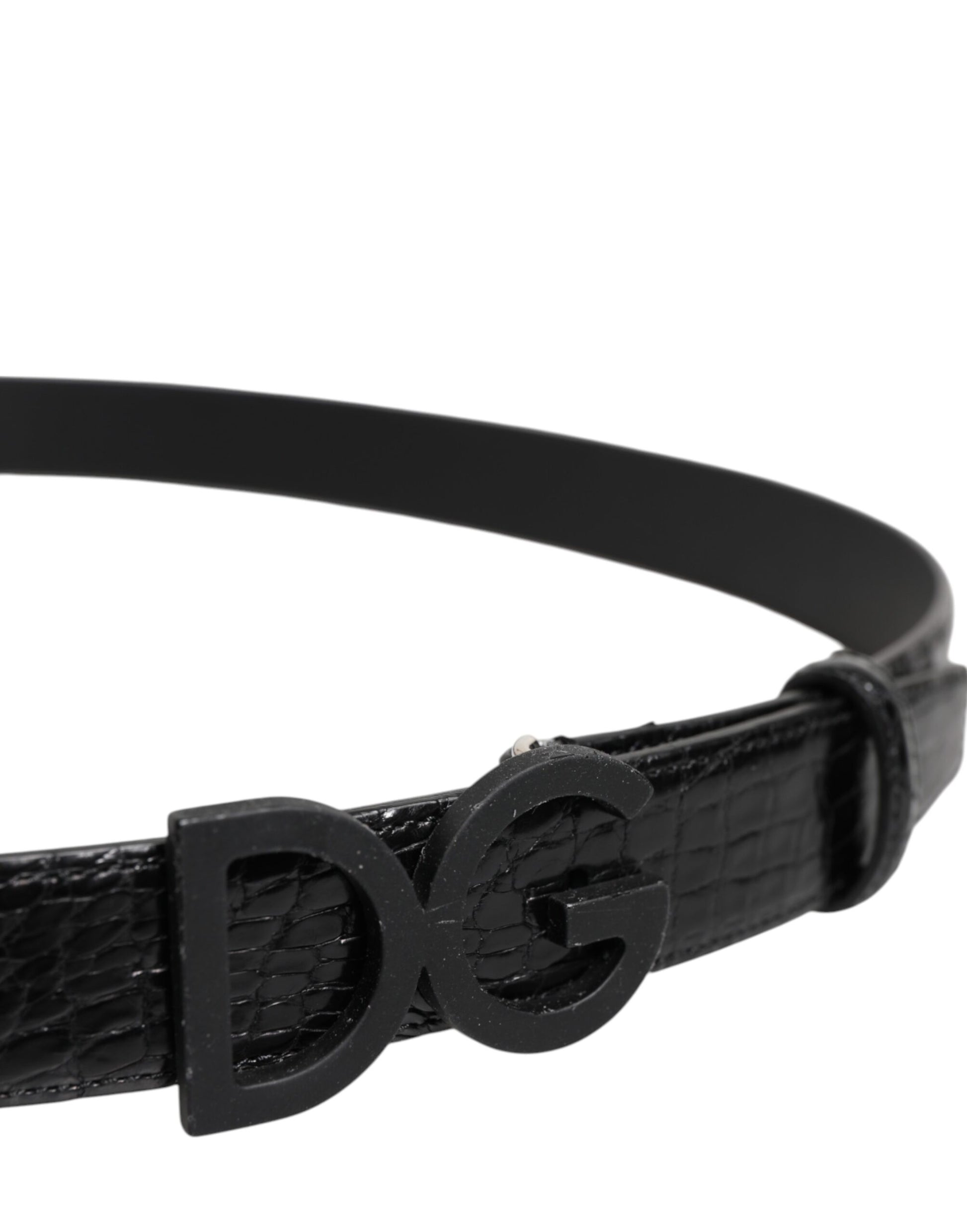 Black Leather Classic Metal DG Buckle Belt