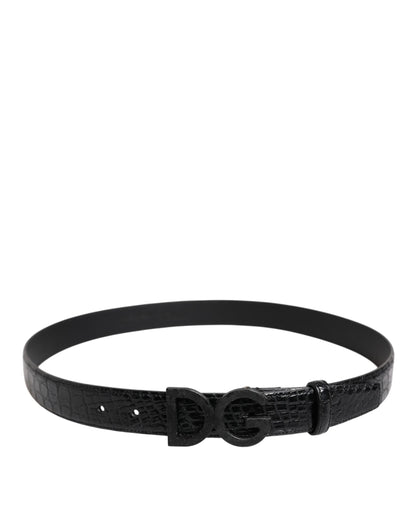 Black Leather Classic Metal DG Buckle Belt
