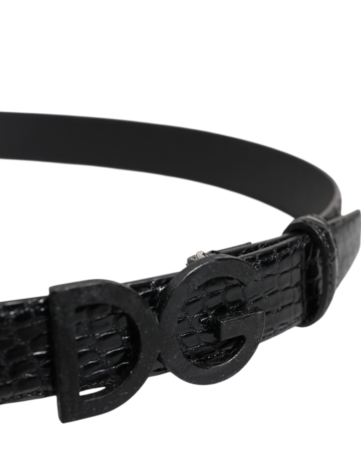 Black Leather Classic Metal DG Buckle Belt