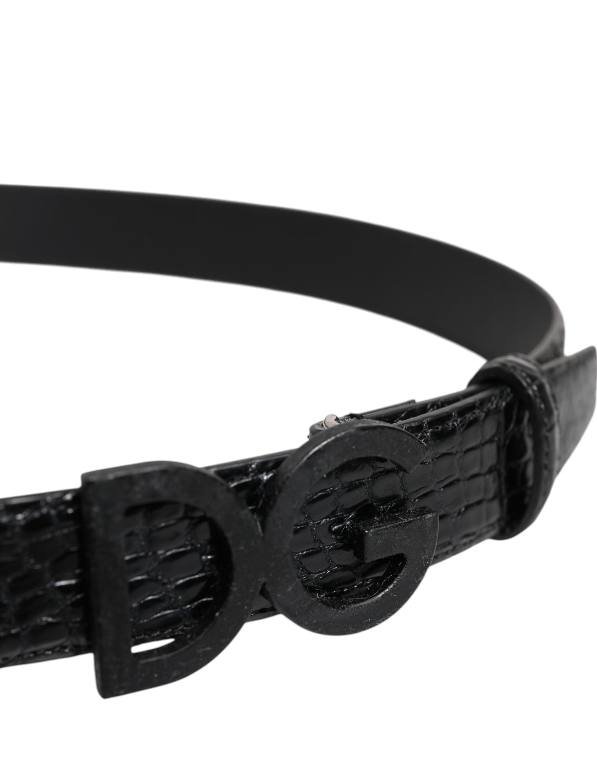 Black Leather Classic Metal DG Buckle Belt